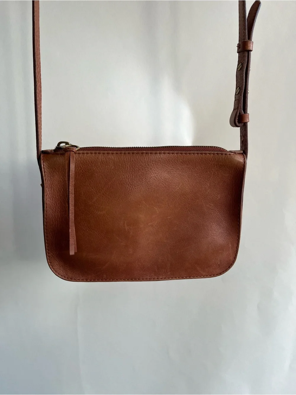 Madewell Leather Crossbody Bag Brown Small Minimalist Preppy Adjustable EUC